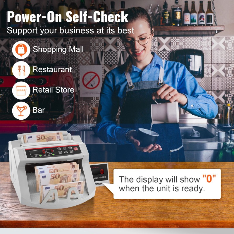 Setelilaskin LED näyttö UV ja MG tunnistus 1000 seteliä minuutissa kantokahvalla