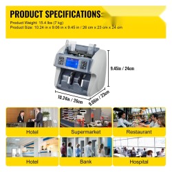 Setelilaskuri 800–1500 seteliä minuutissa väärennösten tunnistus 500 syöttölokero 200 keräyslokero
