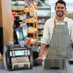 Setelilaskuri UV MG IR DD-tunnistuksella USD ja EUR 1200 seteliä minuutissa