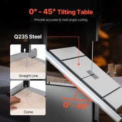 Pöytävannesaha jalustalla 1100W 340 mm leikkausleveys 330 mm leikkauskorkeus portaattomasti säädettävä nopeus