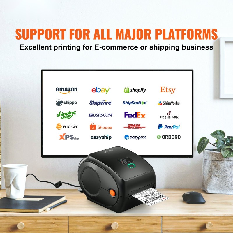Lämpötarratulostin suora lämpötulostus 300 DPI 4x6 lähetystarroille langaton Bluetooth USB-liitäntä automaattinen