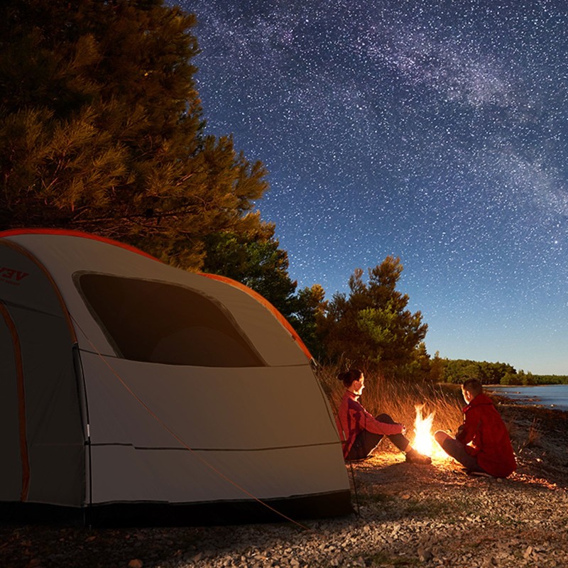 Takateltta kaksikerroksinen 240x240x230 cm vesitiivis 6–8 hengelle auton peräluukkuun