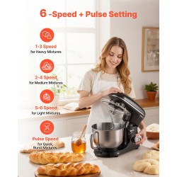 Yleiskone ruostumaton teräskulho 5,68 l 1400W musta 6 nopeutta