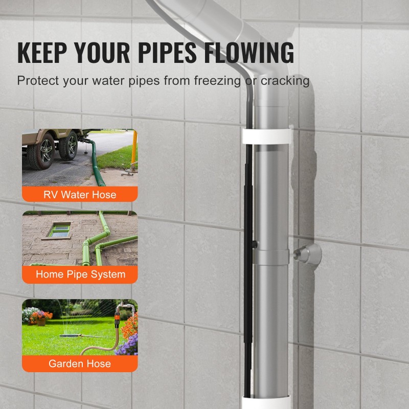 Itsesäätyvä putkien lämmityskaapeli 5,5 m 16,4 W/m sisäänrakennetulla termostaatilla muovi- ja metalliputkille