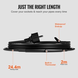 Itsesäätyvä putkien lämmityskaapeli 24,4 m teho 16,4 W/m muovi- ja metalliputkille