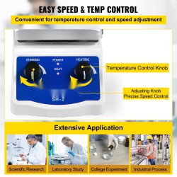 Magneettisekoitin kuumalevy ruostumatonta terästä 1000 ml 0–2000 kierrosta minuutissa digitaalinen näyttö