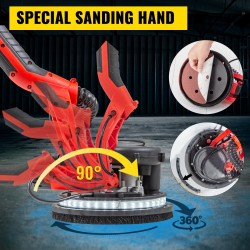 Kipsilevyhiomakone metallirunkoinen 750 W teleskooppivarrella 1,4–1,7 m 225 mm LED-valaistus pölynpoisto