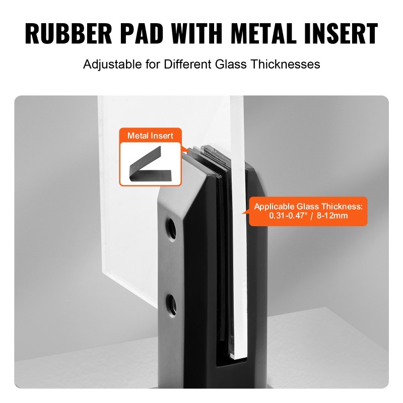 Lasikiinnike neliö SUS304 ruostumaton teräs karkaistulle lasille 8–12 mm 4 kpl