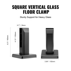 Lasikiinnike neliö SUS304 ruostumaton teräs karkaistulle lasille 8–12 mm 4 kpl