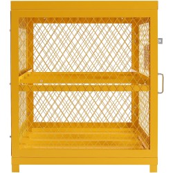 Kaasusäiliökaappi teräs kaksitasoinen 10 nestekaasusäiliölle keltainen jauhemaalaus