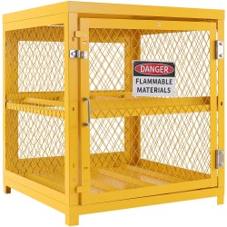 Kaasusäiliökaappi teräs kaksitasoinen 10 nestekaasusäiliölle keltainen jauhemaalaus