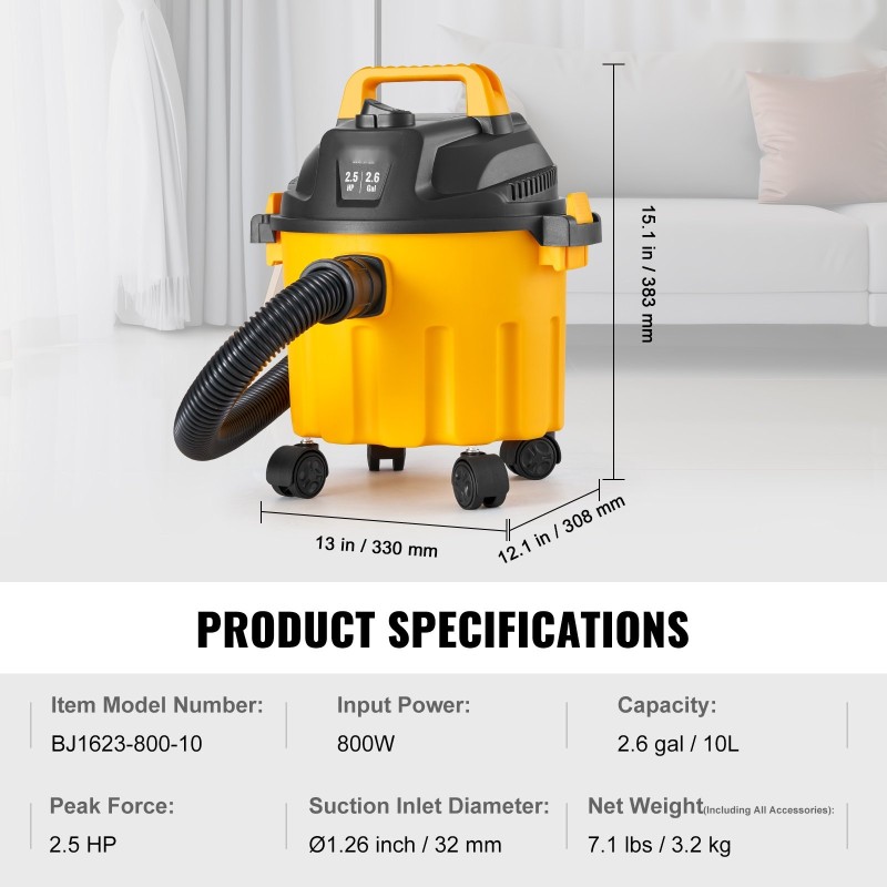 Märkä-kuivaimuri 10 l polypropeeninen säiliö 800 wattia puhallintoiminto lisäsuuttimet