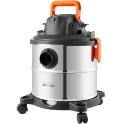 Märkä kuivaimuri ruostumattomasta teräksestä 20 l säiliöllä pyörillä ja suulakkeilla