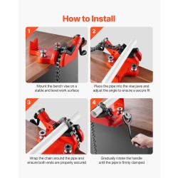 Penkkiketjuruuvipenkki valurautapohja 1/4–6 tuuman putkille 28 tuuman ketju