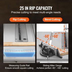 Pöytäsaha puulle 1800 W 625 mm pitkittäiskapasiteetti 85 mm leikkuusyvyys