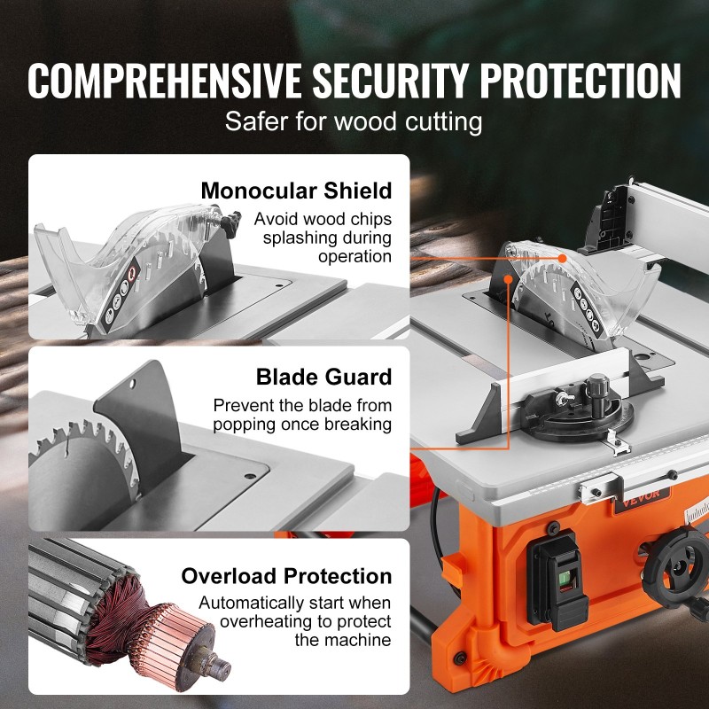 Pöytäsaha puulle 1800 W 625 mm pitkittäiskapasiteetti 85 mm leikkuusyvyys