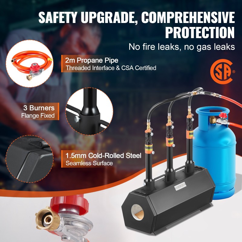Propaanitaontauuni kannettava kylmävalssattu teräs 3 poltinta suuri kuusikulmainen 1427°C