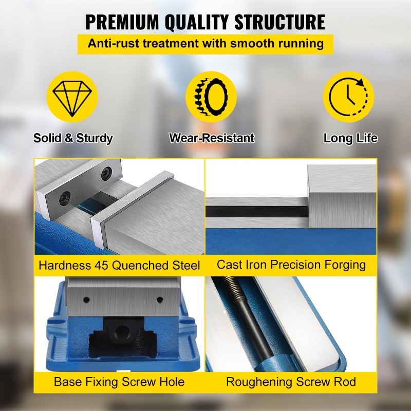 Koneistuspenkki 15,2 cm valurautarunko karkaistut leuat lukittava