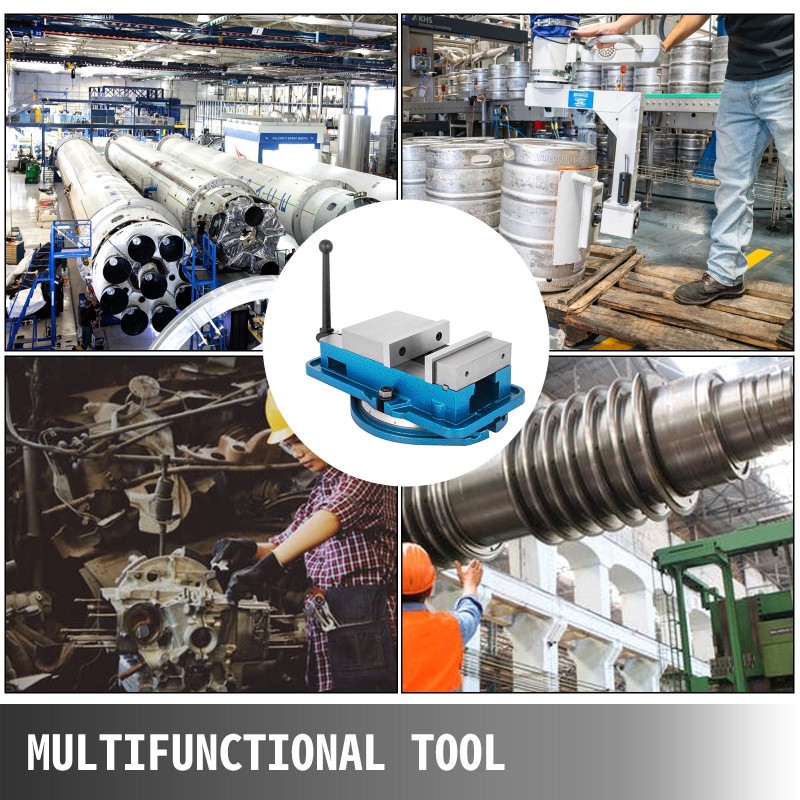 Penkkipuristin pallografiittivalurauta 80 mm karkaistut leuat 360° kääntyvä jalusta jyrsintään ja poraukseen