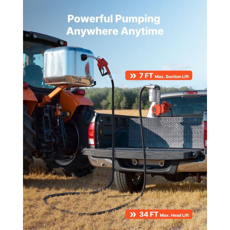 Polttoaineensiirtopumppu 12 voltin 40 l/min valurauta ja alumiini kannettava automaattisulkuinen täyttösuutin