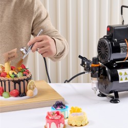 Airbrush setti kompressorilla 3,5 l ilmasäiliö 0,3 mm suutin elintarvikekoristeluun