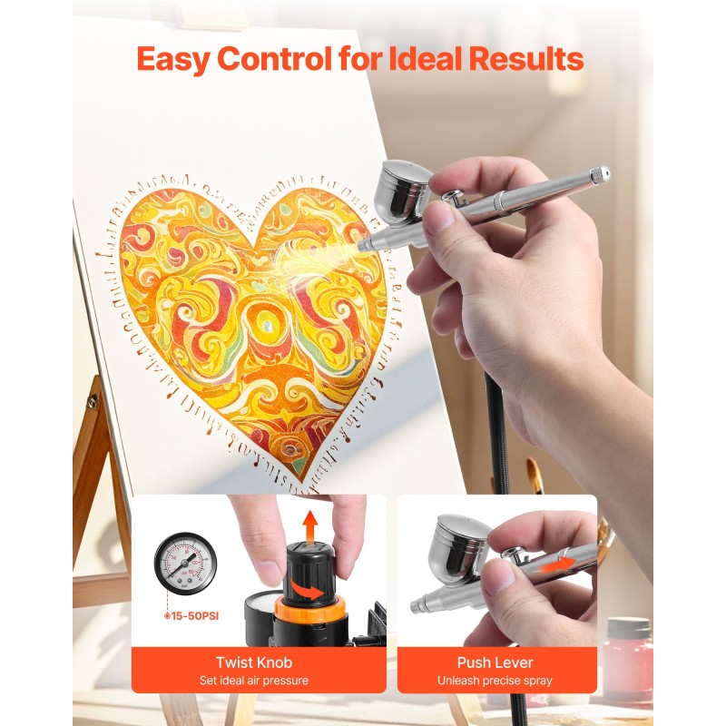 Airbrushsetti kompressorilla 3 kaksitoimista airbrushia 0,3 0,3 0,8 mm akryylivärit