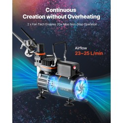 Airbrushsetti kompressorilla 3 kaksitoimista airbrushia 0,3 0,3 0,8 mm akryylivärit