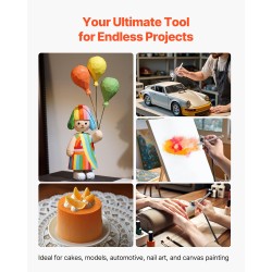 Kynäruiskusetti kompressorilla hiljaisella käyntiäänellä kolmella kaksitoimisella ruiskulla akryyliväreillä