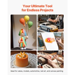 Airbrush-setti hiljainen kompressori kaksoistoiminen pistooli 3 suutinta 0.2 0.3 0.5 mm