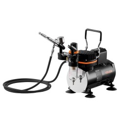 Airbrush-setti hiljainen kompressori kaksoistoiminen pistooli 3 suutinta 0.2 0.3 0.5 mm