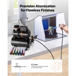 Ilmasivellinsarja 120 watin kompressorilla säiliöllä kaksoistoiminen 0,3 mm suutin akryylimaalit ja letku