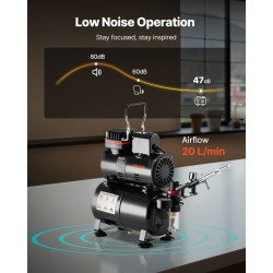 Airbrush-maaliruiskusarja kompressori 3 L säiliö kaksoistoiminen ruisku 3 suutinta akryylivärit hiljainen