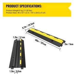 Kaapelisuoja ramppi kumirakenteinen 101x24,5x5cm 3 kpl 2-kanavainen ajoneuvoille