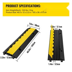Kaapelisuoja-ramppi kuminen kolmen kanavan koko 103 x 30 x 5,5 cm