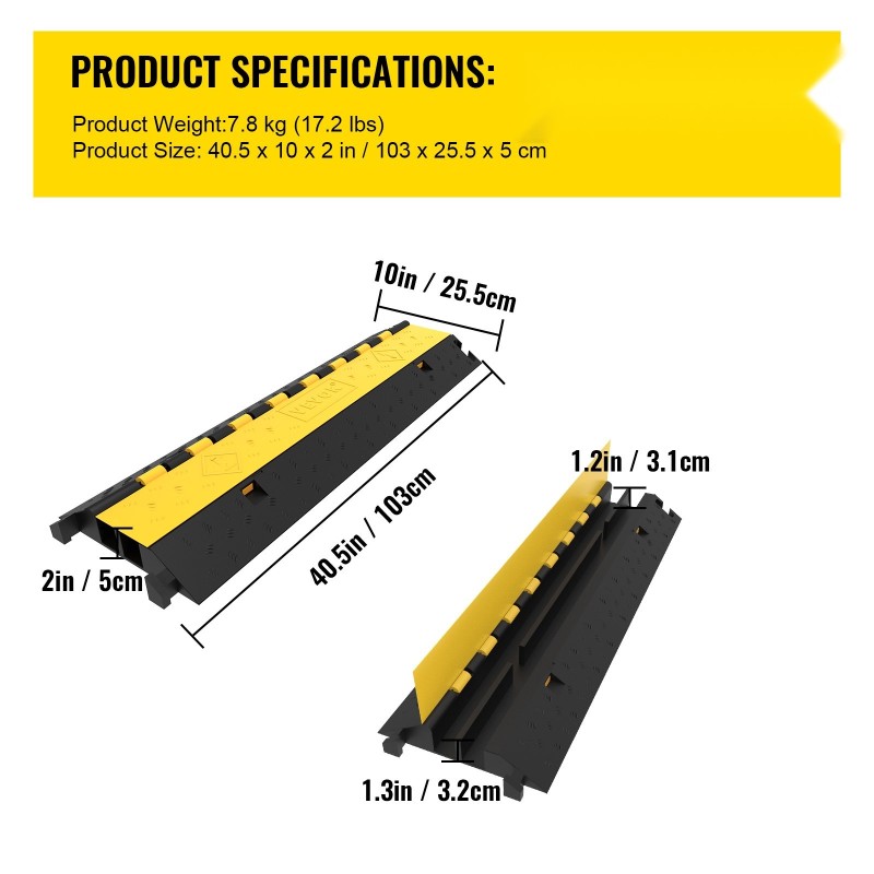 Kaapelinsuojarampit 4 kpl kumi ja PVC 103×25,5×5 cm 2 kanavaa