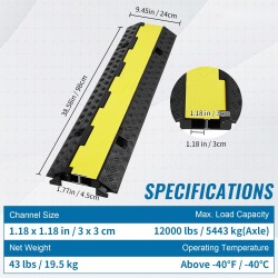 Kaapelisiltasarja 3 kpl kumi ja PVC 2 kanavaa 5443 kg akselikohtainen