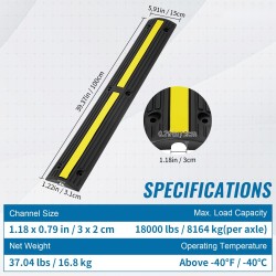 Kuminen kaapeliramppi 100x15x3,1 cm 4 kpl 1 kanava pihoihin ja autotalleihin