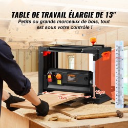 Pöytämallinen paksuushöylä 33 cm työpöytä 30,5 cm syöttöpöytä 2000 watin kolmiteräinen kaksinopeuksinen