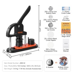 Nappikone muovinen 32 mm stanssilla käyttövalmis 500 kpl nappiosia