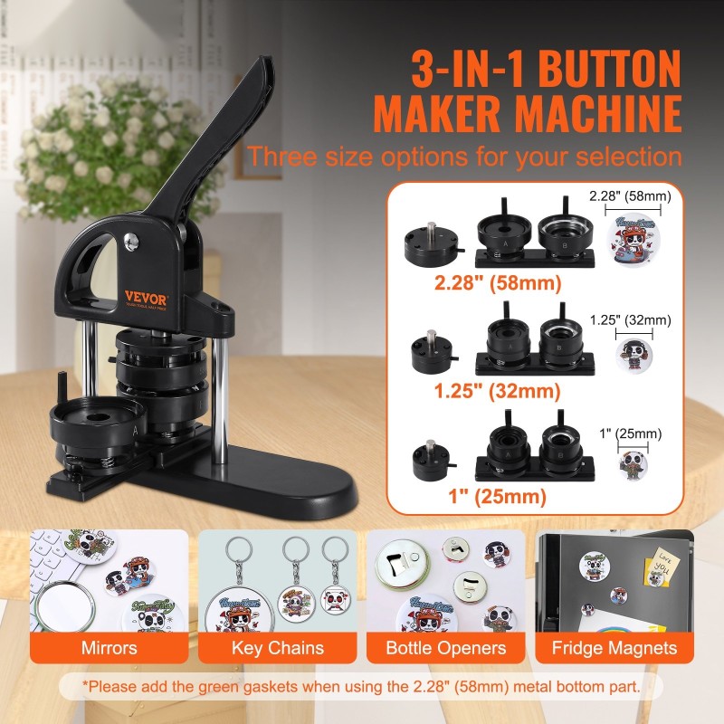 Rintanappikone muovi käyttövalmis 25/32/58 mm muotit 300 kpl nappiosia