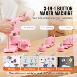 Pinssikone muovinen ergonominen kahva muotit 25/32/58 mm 300 kpl osia vaaleanpunainen