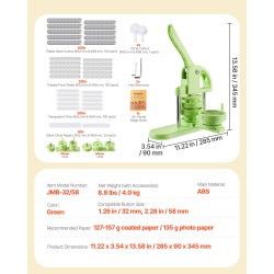 Nappikone ABS-muovi 32 mm ja 58 mm 200 kpl osia vihreä