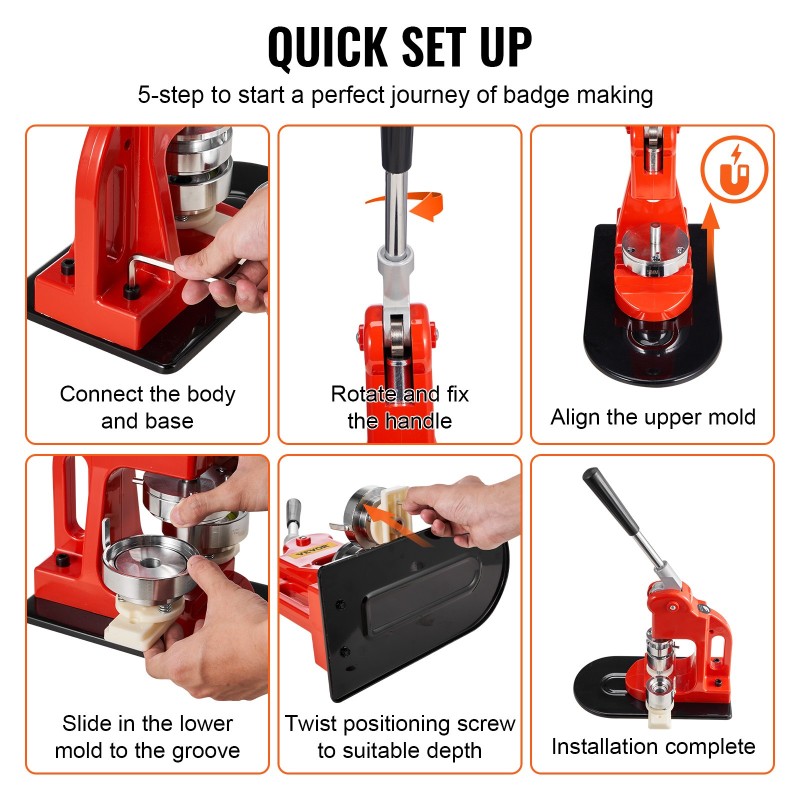 Nappimerkkikone 25 mm manuaalinen rautarunko ABS-muovi 500 osaa ympyräleikkuri taikakirja