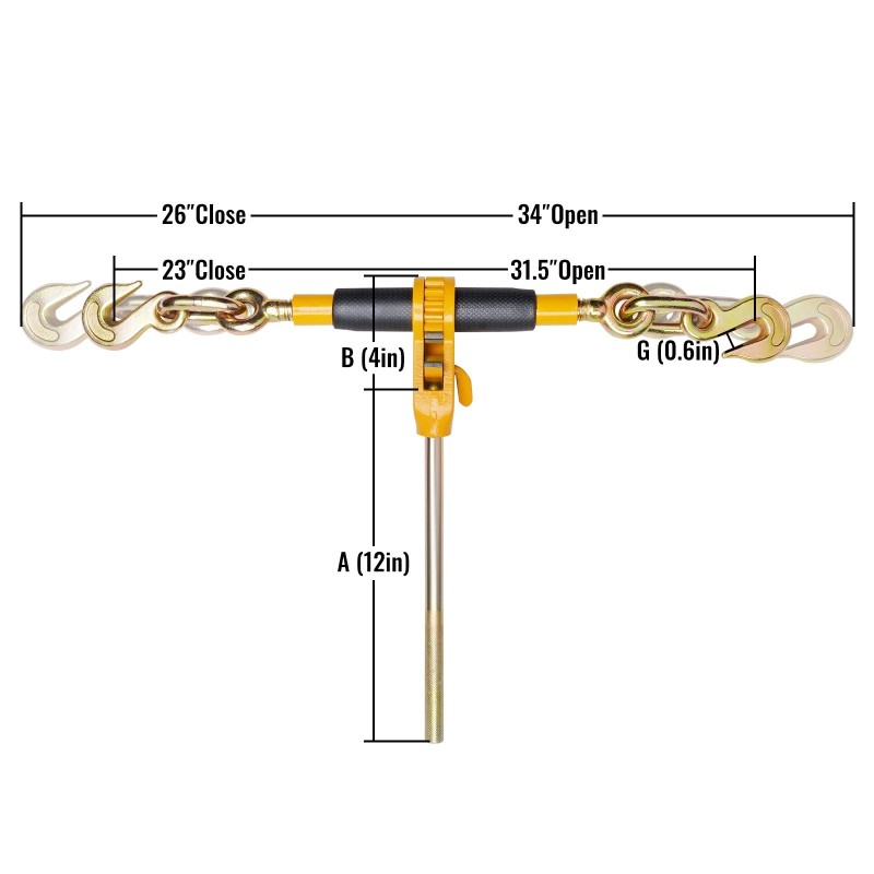 Räikkäkiristin valuteräs 3/8–1/2 tuuman ketjuille turvallinen työkuorma 5443 kg 4 kpl