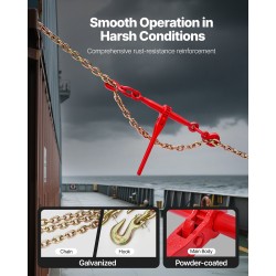 Räikkäketjunkiristin ja G80-mangaaniteräsketjut 10 mm 3 m 4173 kg 8 settiä