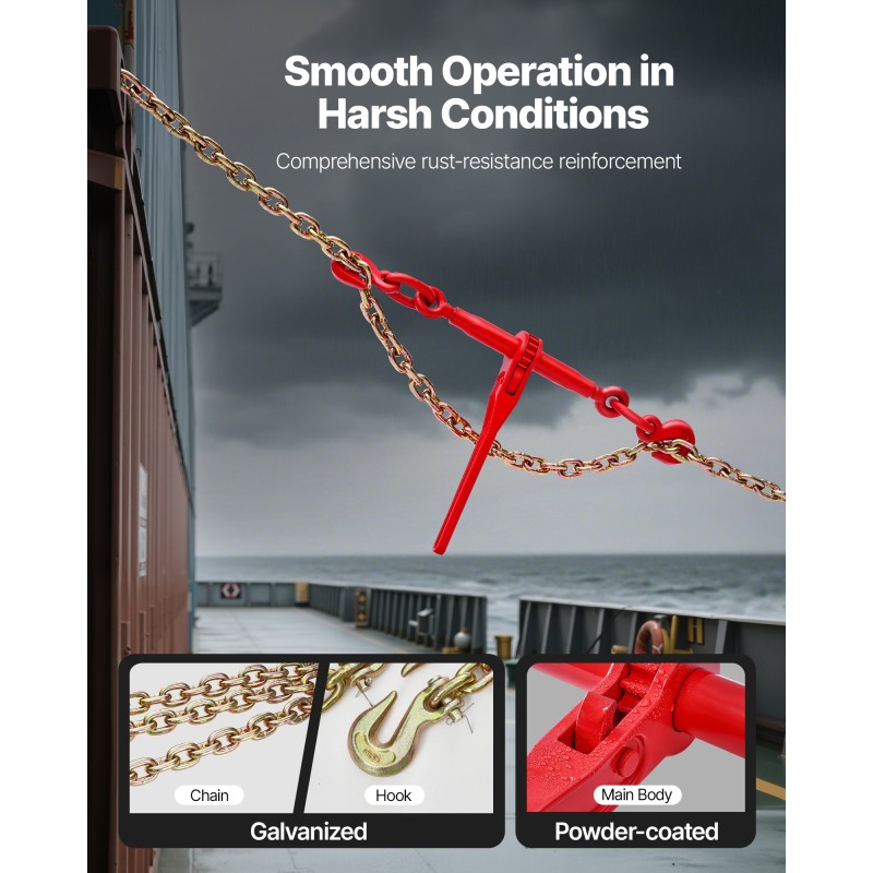 Räikkäketjunkiristin ja G80-mangaaniteräsketjut 10 mm 3 m 4173 kg 8 settiä