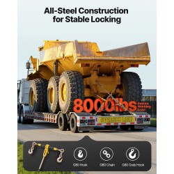 Räikkäkiristimet ja G80-mangaaniteräsketjut 8 mm 4,3 m 3629 kg 2 sarjaa