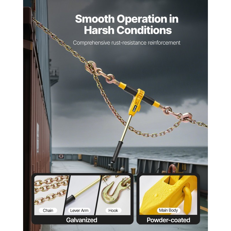 Räikkäketjunkiristin ja G80-mangaaniteräsketjut 8 mm x 3 m 2 kpl 3629 kg