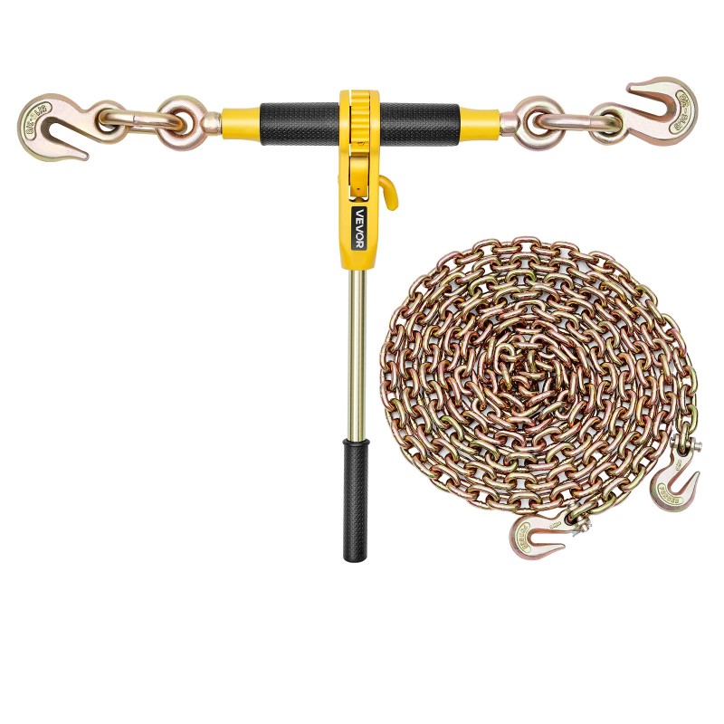 Räikkäketjunkiristin ja G80-mangaaniteräsketjut 8 mm x 3 m 2 kpl 3629 kg