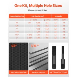 Hydraulinen lävistinsetti 10 tonnia 12,7–50,8 mm 6 sarjaa